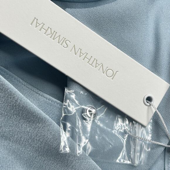 Jonathan Simkhai The Diane Satin Off Shoulder Top in Light Sky Women's Large NWT - Picture 10 of 11